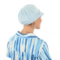 Double Button Jersey Jockey Hat | Blue - Light Blue / Baby Blue | M/L
