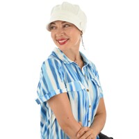 Double Button Jersey Jockey Hat | White | M/L