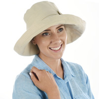 Big Bow Linen Sun Hat  | Natual Off White Beige | Adjustable-S