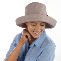 Big Bow Linen Sun Hat  | Moonlit Mauve Plum Taupe| Adjustable-S