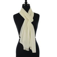 Over-Shoulder Evening Chiffon Shawl Wrap | White - Ivory