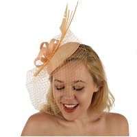 Fascinator - Amanda with Feather Quills and Netting Veil