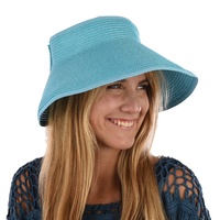 Wide Brim Rollup Visor | Blue - Sky Blue / Aqua Blue