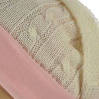 Sheer knit Beanie with Seamless Lining Set | Option 5 | Cream White Beanie/Pink Liner