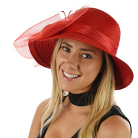 Satin Twin Rose Evening Hat | Red