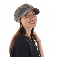 Vivien Cotton Bakerboy Cap | S/M | Dark Grey 