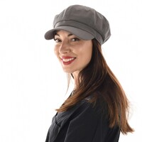 Vivien Cotton Bakerboy Cap | M/L | Dark Grey 