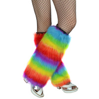 Rainbow Faux Fur Disco Legwarmers