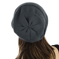 Ribbed Stretchy Sloutchy Beanie Cap | Grey - Medium Grey