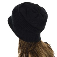 Ribbed Stretchy Slouchy Beanie Cap | Black