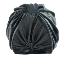 Tania Velvet Slouchy Turban | Grey - Dark Grey