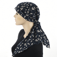 Ruffled Floral Print Triangle Scarf | Option 3 | Blossom Navy Blue