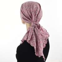 Ruffled Floral Print Triangle Scarf | #4 | Filler Flower Print Dusty Pink