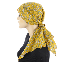 Ruffled Floral Print Triangle Scarf | #5 | Mustard Yellow