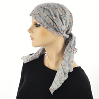 Ruffled Floral Print Triangle Scarf | #6 | Blossom Floral Print Light Grey