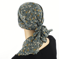 Ruffled Floral Print Triangle Scarf | #7 | Blossom Floral Print Slate Grey