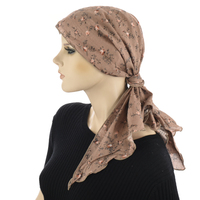 Ruffled Floral Print Triangle Scarf | #10 | Blossom Mocha Colour