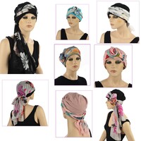 Premium Cotton Chemo Hat with Scarf Band Tie