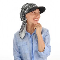 Tennis Visor and Pre-tied Stretch Scarf Set | Black