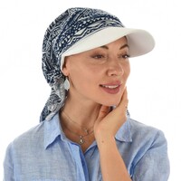 Tennis Visor and Pre-tied Stretch Scarf Set | White