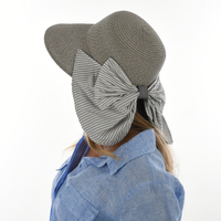 Garden Hat with Striped Convertible Neck Cover | Grey