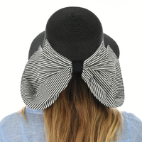 Garden Hat with Striped Convertible Neck Cover | Black