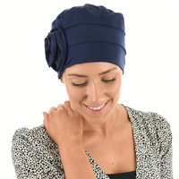 ROSETTE COTTON TURBAN - KERRY | Blue - Navy Blue / Dark Blue | S/M