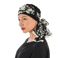 Looped Cotton Turban - Denise | Black | S/M |With Sash