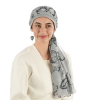 Looped Cotton Turban - Denise | Grey | M/L |With Sash