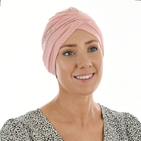 Diamante Bamboo Turban - Millie | Light Salmon Pink