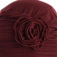 ROSETTE RUCHED BAMBOO TURBAN - HANNAH | Red - Burnt Red / Deep Red