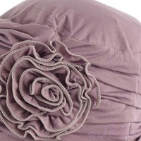 ROSETTE RUCHED BAMBOO TURBAN - HANNAH | Dusty Light Purple Lilac