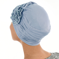 ROSETTE RUCHED BAMBOO TURBAN - HANNAH | Light Blue