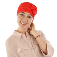 ROSETTE RUCHED BAMBOO TURBAN - HANNAH | Bright Red
