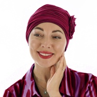 ROSETTE RUCHED BAMBOO TURBAN - HANNAH | Claret Deep Red