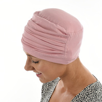 BAMBOO RUCHED TURBAN - RACHEL | Pink - With Three Buttons