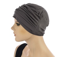 BAMBOO RUCHED TURBAN - RACHEL | Grey - Dark Grey Without Button