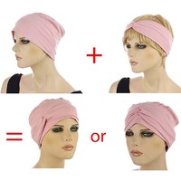 Bamboo Turban Hat with Removable Headband - Tracy