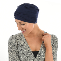 Bamboo Turban Hat with Removable Headband - Tracy | Blue - Navy Blue / Dark Blue