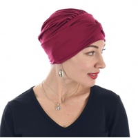Bamboo Turban Hat with Removable Headband - Tracy | Claret Deep Red