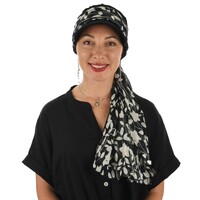  Cotton Cadet Cap with Scarf - Naomi | Option 5: Black | S/M