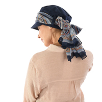  Cotton Cadet Cap with Scarf - Naomi | Option 7: Navy Blue | S/M