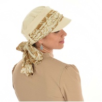  Cotton Cadet Cap with Scarf - Naomi | Option 10: Beige | L