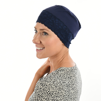 BAMBOO NIGHTCAP HAT LINER - WENDY | Blue - Navy Blue / Dark Blue