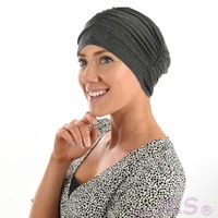 BAMBOO 4-SEAM RUCHED TURBAN HAT - RENEE | Grey - Dark Grey / Charcoal