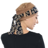 Bamboo Beanie Turban - Tina | Option 3 | BEIGE Turban with Sash
