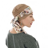 Bamboo Beanie Turban - Tina | Option 10 | BEIGE Turban with Sash