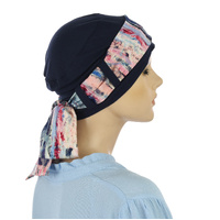 Bamboo Beanie Turban - Tina | Option 11 | NAVY Turban with Sash
