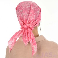 Cotton Triangle Head Scarf - Lara | Paisley Print - Pink