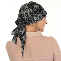 Cotton Triangle Head Scarf - Lara | Paisley Print - Black
